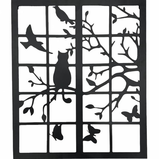 Set 2 Square Cat In Window Wall Art 81cm