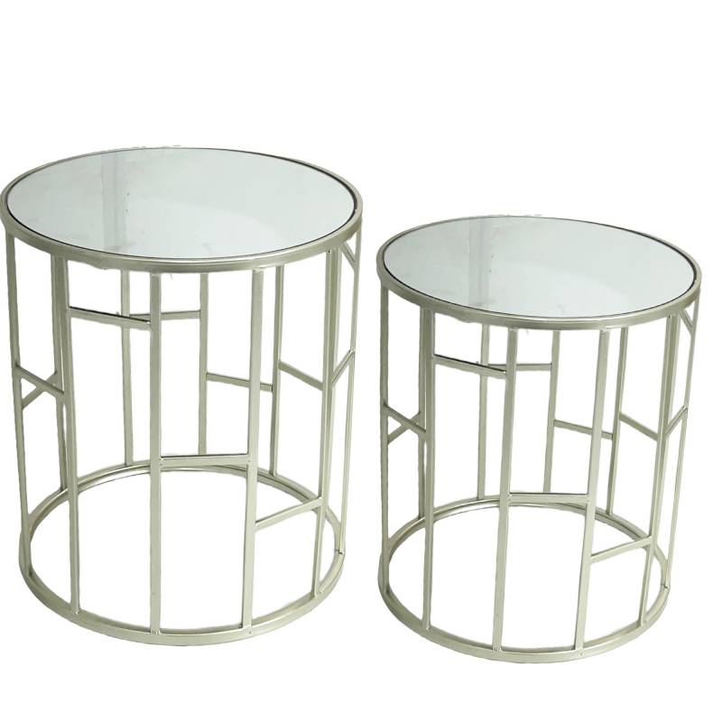 Set 2 Prospect Side Table w Mirror Top 50cm - Image 2