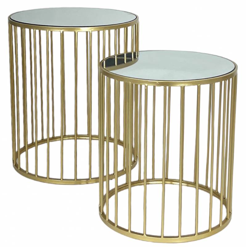 Set 2 Riverside Mirrored Side Table 43x50cm