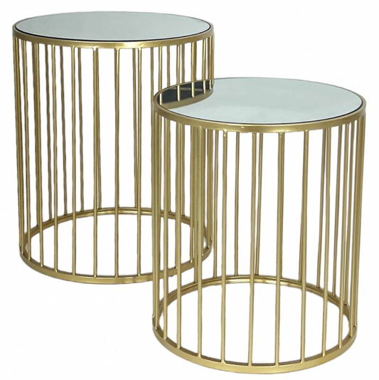 Set 2 Riverside Mirrored Side Table 43x50cm
