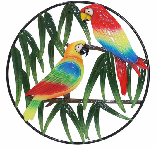 Round Parrot Wall Art 60cm