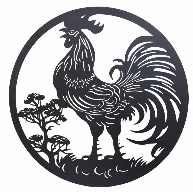 Round Rooster Wall Art 98cm