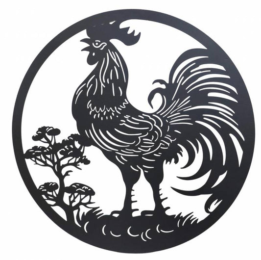Round Rooster Wall Art 98cm
