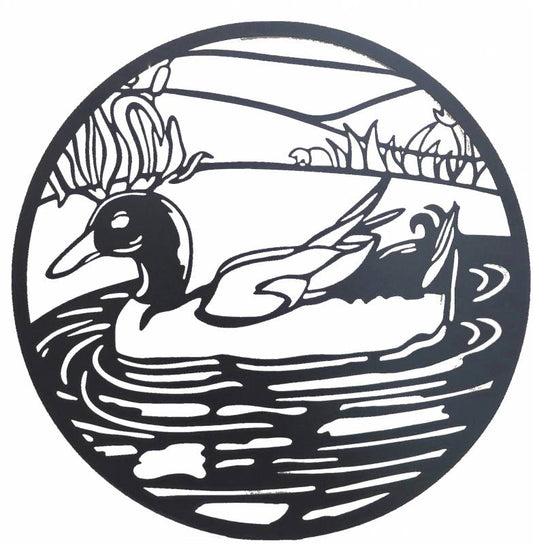 Round Friendly Duck Wall Art 60cm