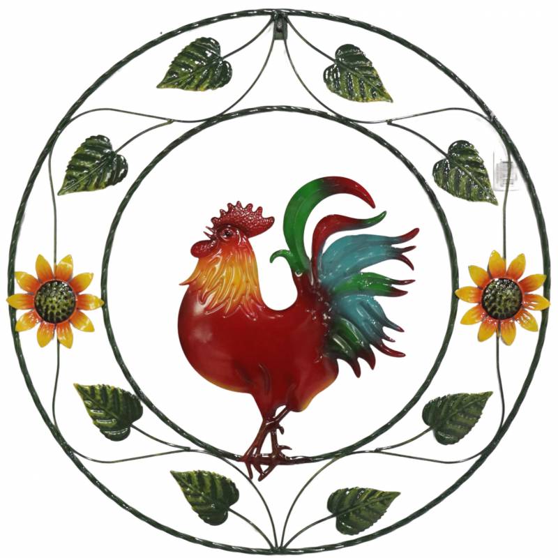Round Rooster Wall Art 60cm