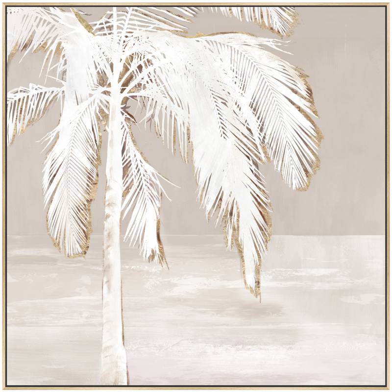 Natural Palm Framed Framed Canvas 100cm