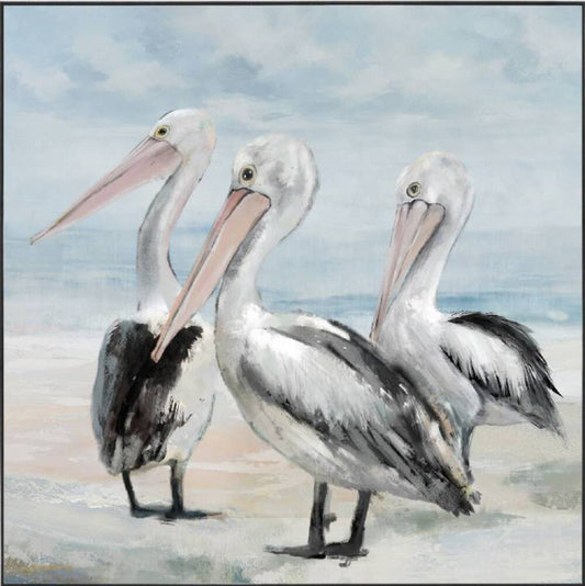 Pelican Duo Framed Canvas 80cm