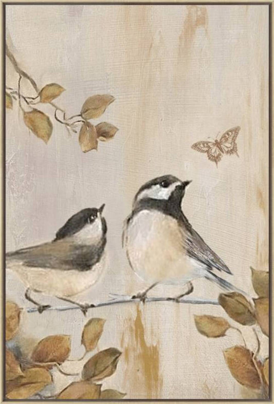 Natural Bird Framed Canvas 90cm