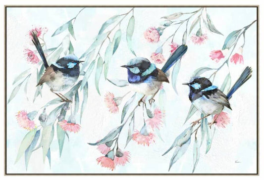 Birds in Love Framed Canvas 90cm