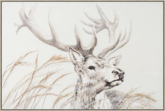 Morris Deer Framed Canvas 90cm