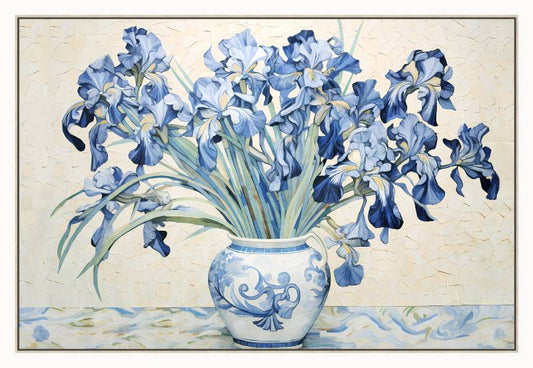 Iris In A Vase Framed Canvas 80cm