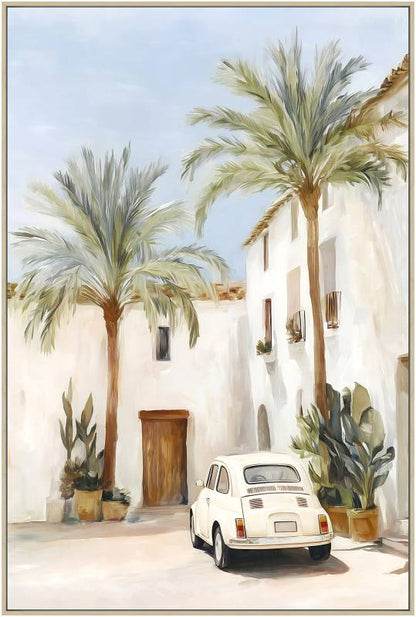 Mini Fiat Summer Artwork Framed Wall Art 120cm