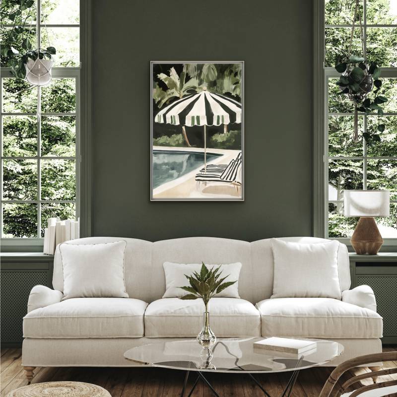 Jungle By The Pool Artwork Framed Wall Art 120cm - Image 2