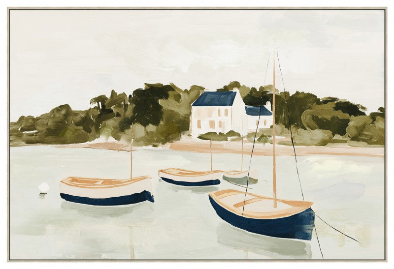 Boats By The Bay Framed Artwork 80cm