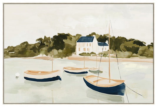 Boats By The Bay Framed Artwork 80cm