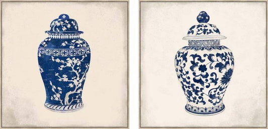 Set 2 Ginger Jar Framed Canvas Wall Art 80cm