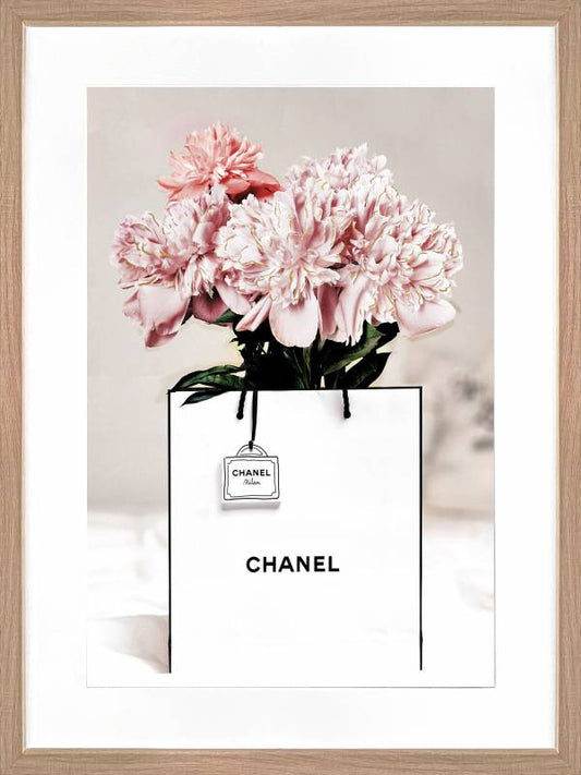 Flower In The Bag Artwork Framed w Glass Front 80cm