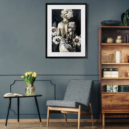 Flower Lady Artwork Framed w Glass Front 80cm - Image 3