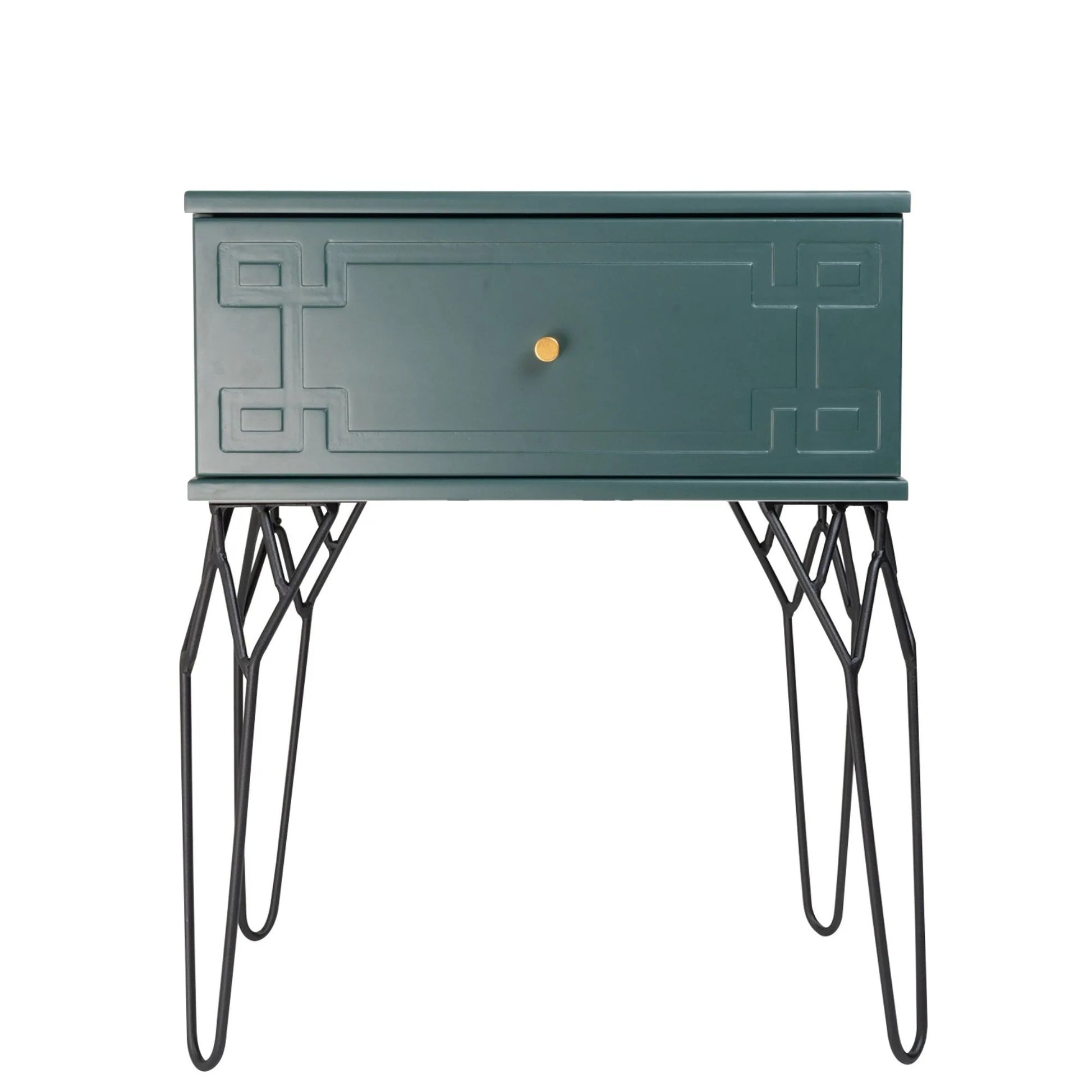 Kyra (Pattern) Bedside Table Imperial Green 61cm