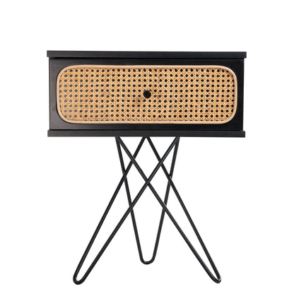 Susie (Rattan) Bedside Table Black 61cm