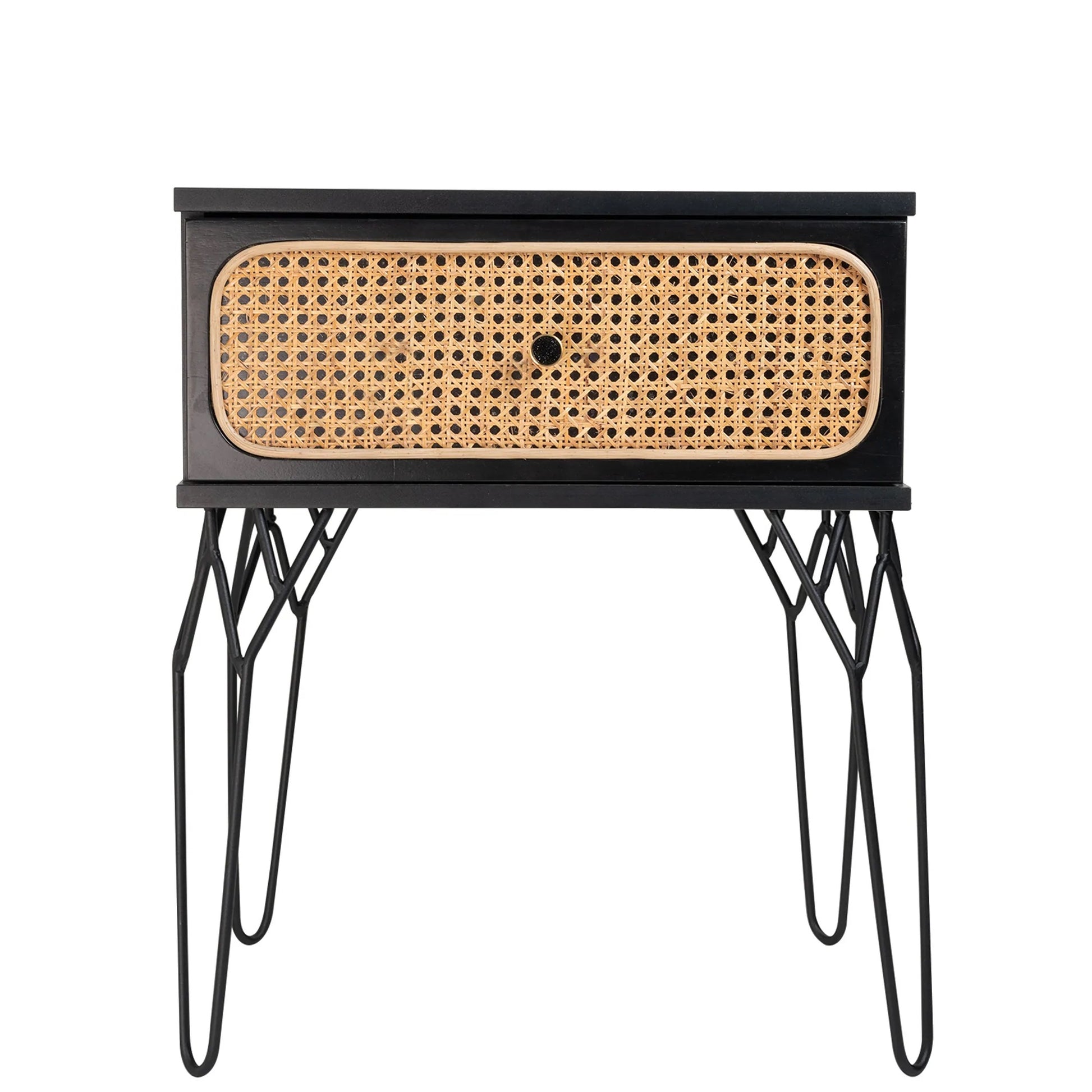 Kyra (Rattan) Bedside Table Black 61cm