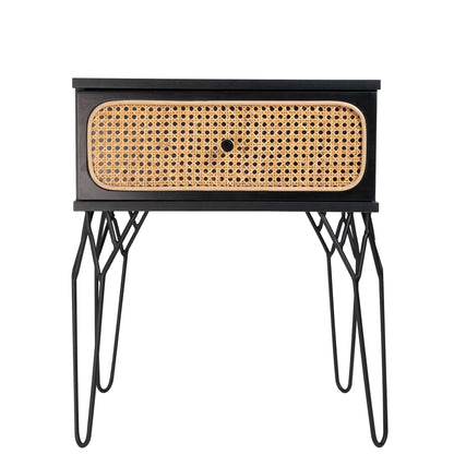 Kyra (Rattan) Bedside Table Black 61cm