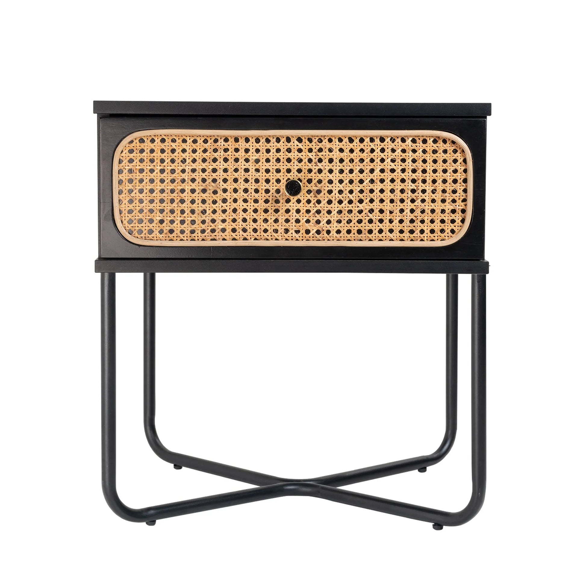 Marcus (Rattan) Bedside Table Black 57cm