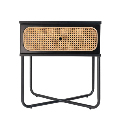 Marcus (Rattan) Bedside Table Black 57cm
