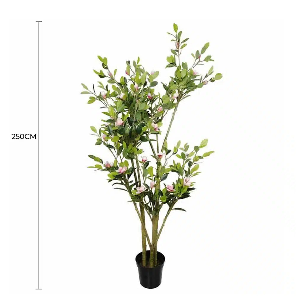 Faux Flowering Pink Magnolia Tree with Pot 250cm - Image 2