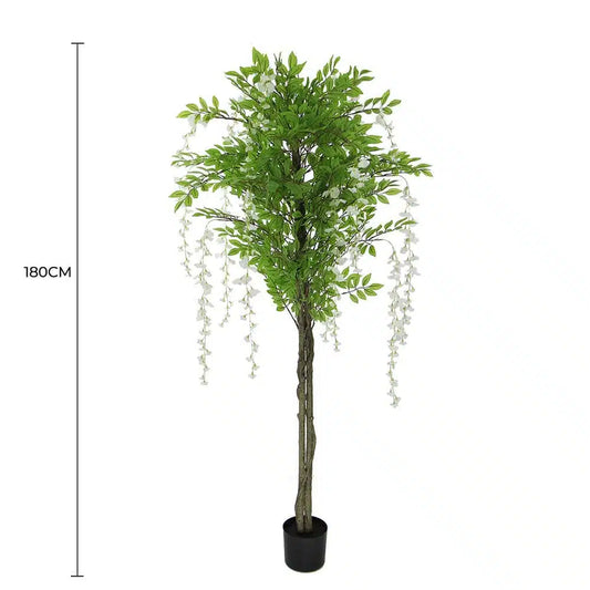 Flowering Artificial Wisteria with White Flowers 180cm - Image 2