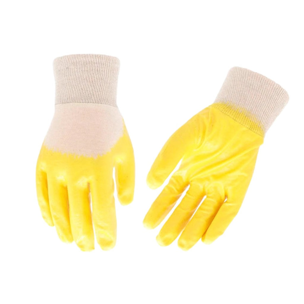 bulk 24 Yellow Nitrile Garden Gloves Coated w/ Interlock Liner