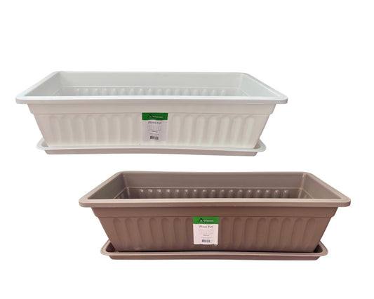 bulk 12 Rectangular Garden Pot & Saucer Flower 50cm
