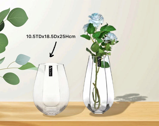 bulk 6 Glass Belly Hexagon Vase Flower 25cm