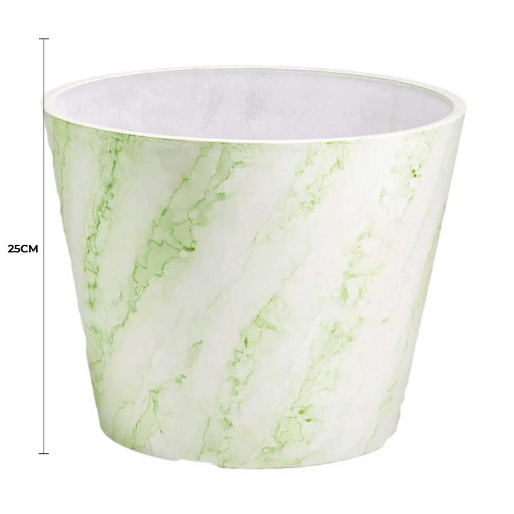 Green & White Imitation Marble Pot 25cm - Image 2