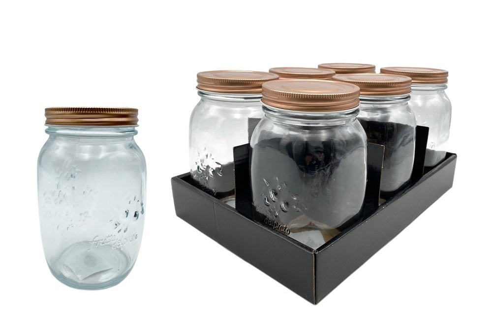 bulk 18 Glass Jar w/ Metal Lid 1000ml Canister 16cm