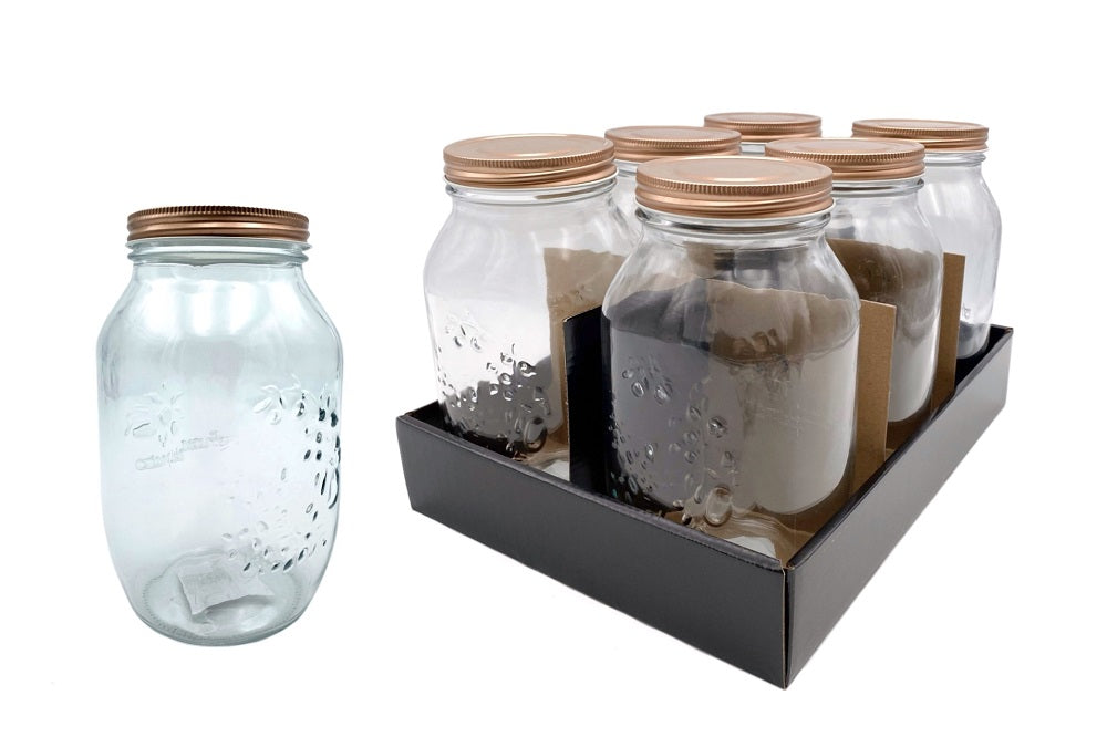 bulk 18 Glass Jar w/ Metal Lid 1500ml Canister 20cm