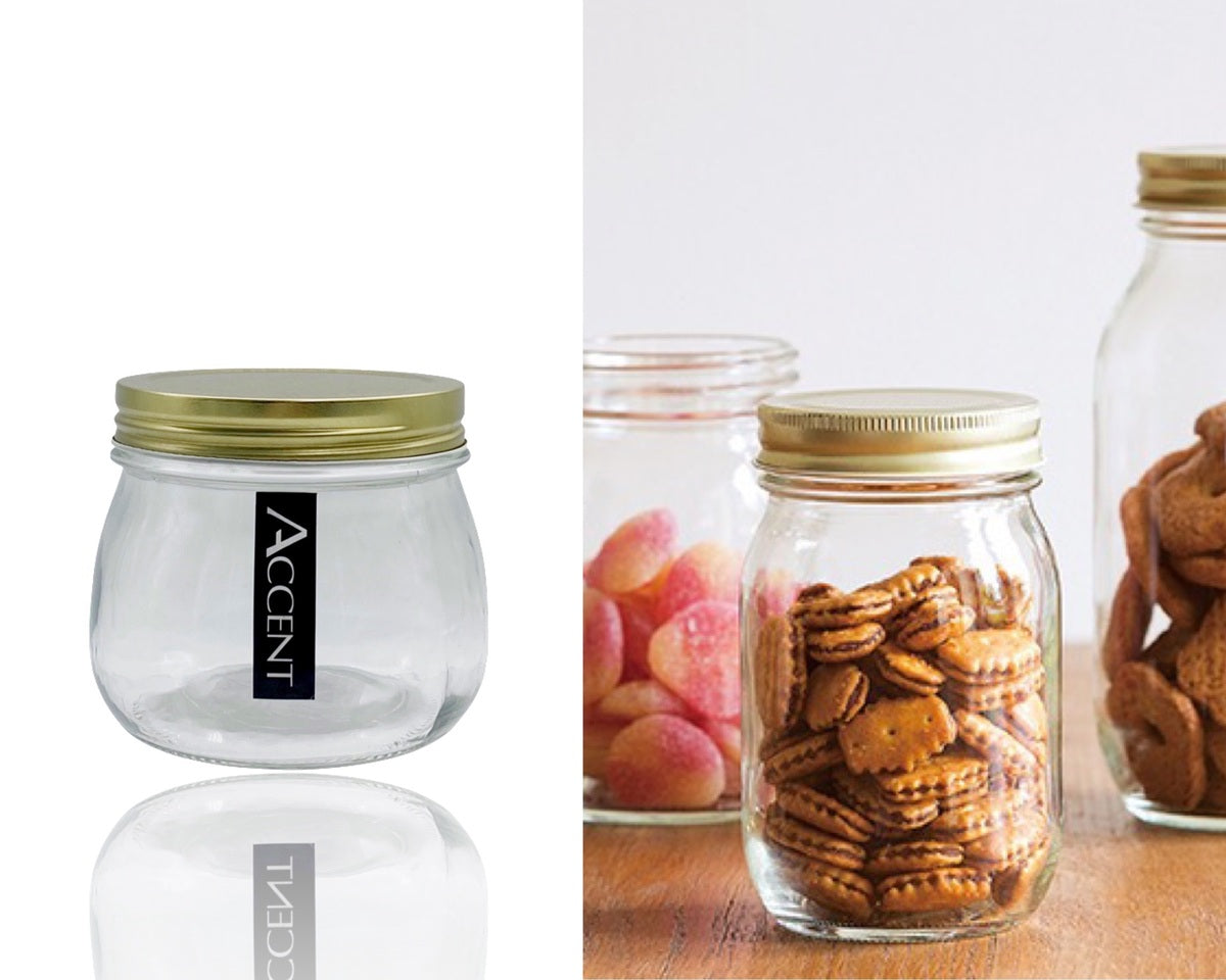 bulk 24 Glass Jar w/ Screw Lid 470ml Canister 10cm