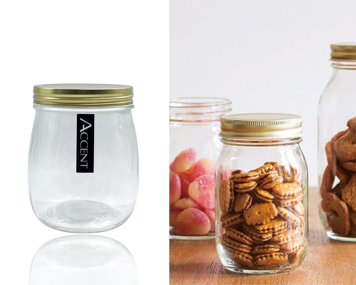 bulk 24 Glass Jar w/ Screw Lid 700ml Canister 13cm