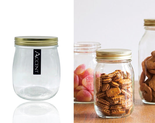 bulk 24 Glass Jar w/ Screw Lid 700ml Canister 13cm