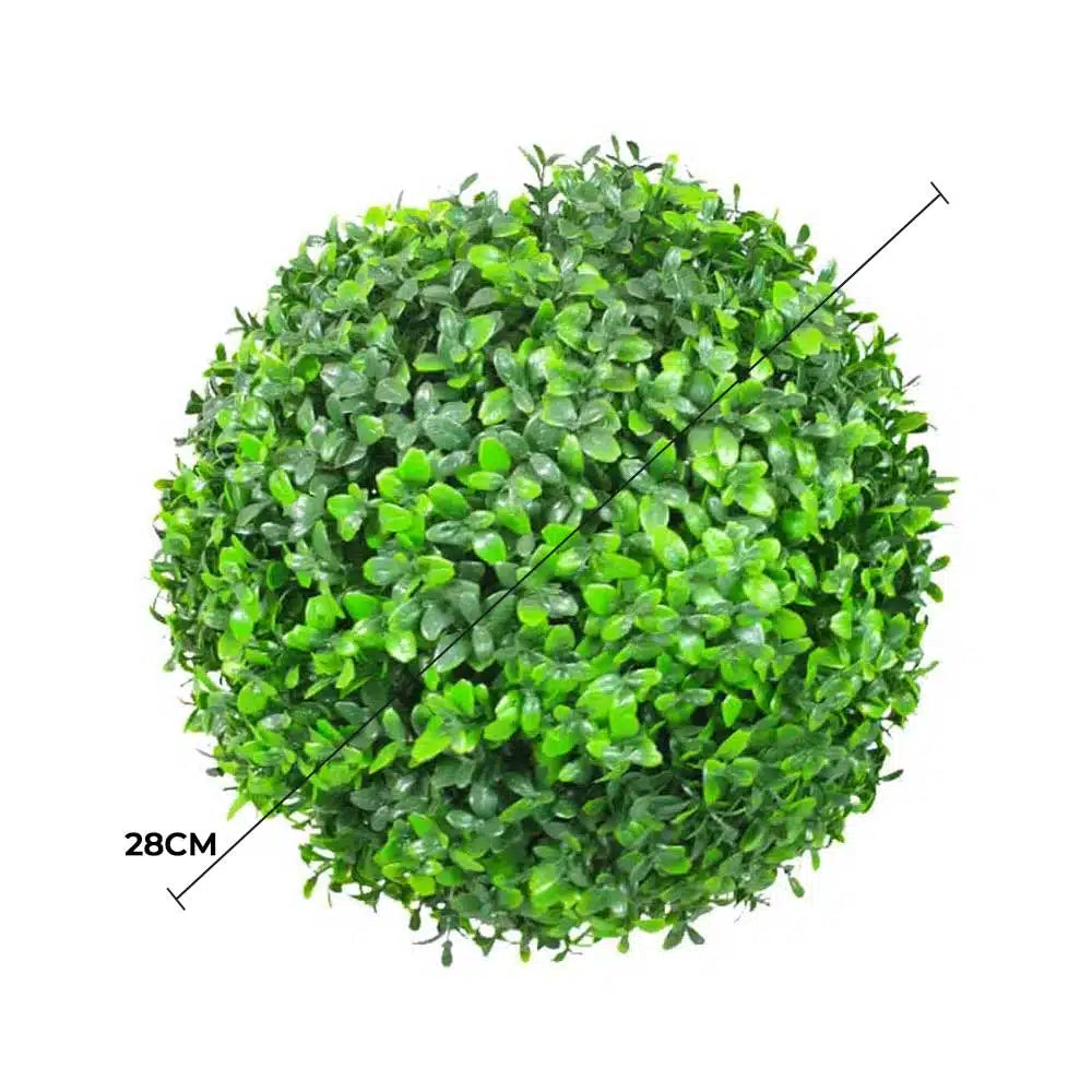 Medium Green Leaf Buxus Topiary Ball UV Resistant 28cm - Image 2