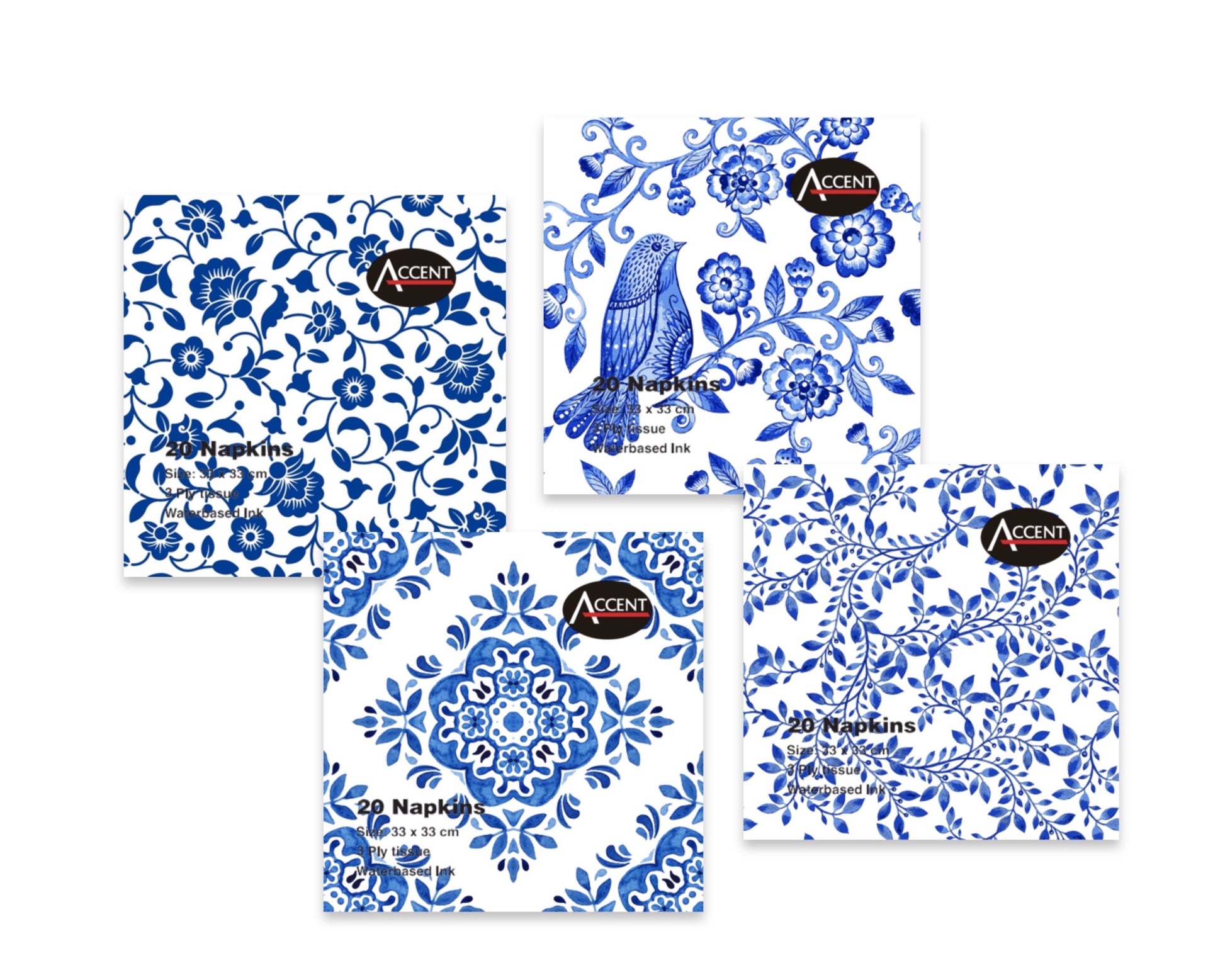 bulk 960 3Ply Napkin All About Blue 33cm