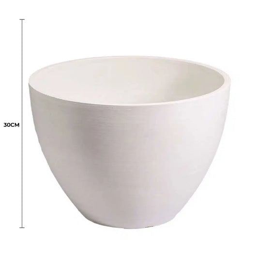 Polished Vintage White Planter Bowl 30cm - Image 2