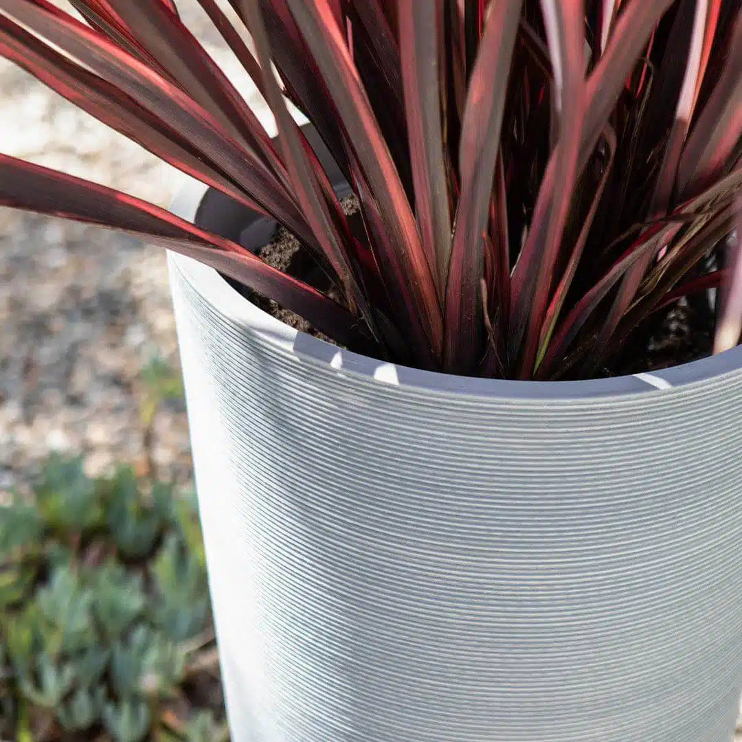 Decorative Textured Round Grey Planter 47cm - Image 4