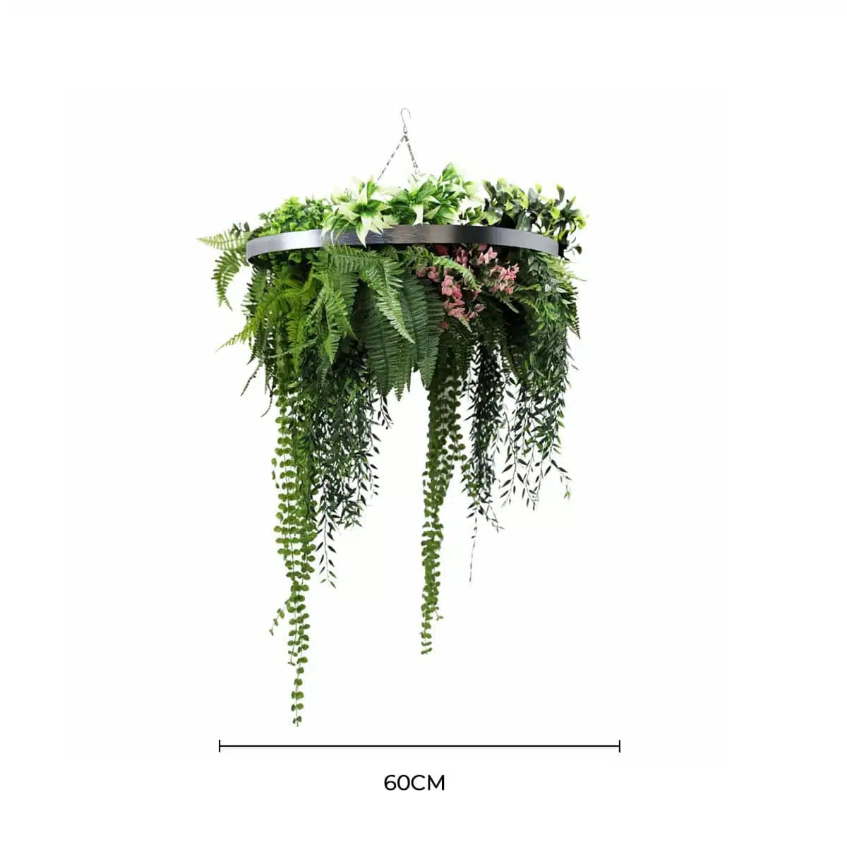 Silver Artificial Hanging Green Wall Disc 60cm UV Resistant - Image 2