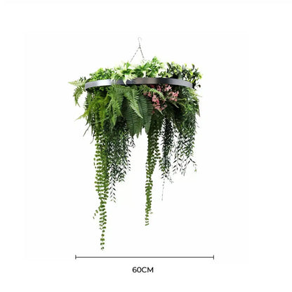 Silver Artificial Hanging Green Wall Disc 60cm UV Resistant - Image 2