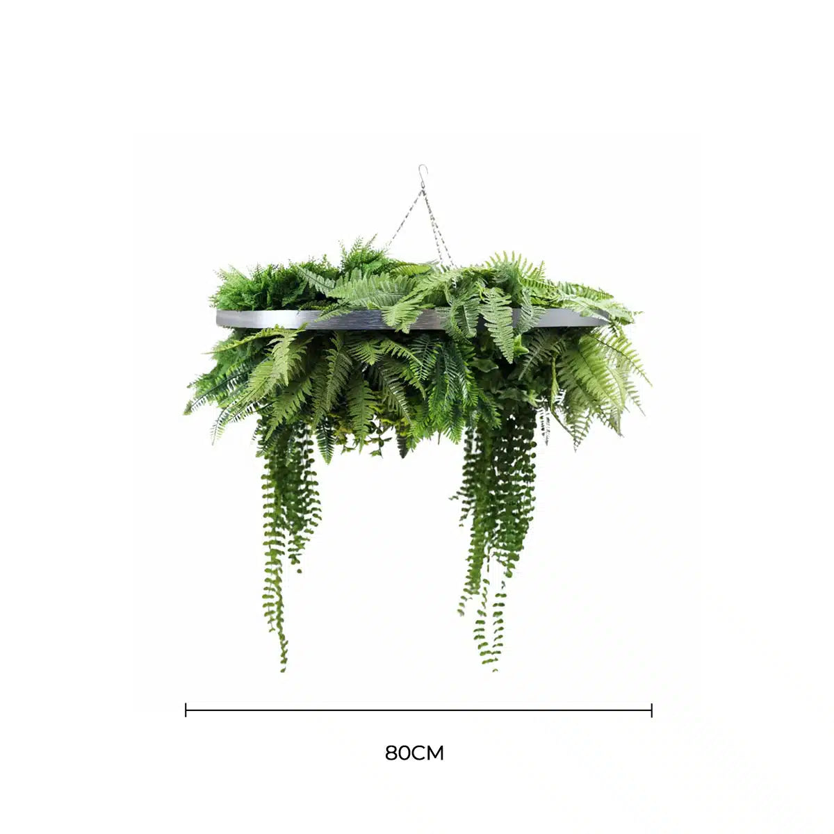 Silver Artificial Hanging Green Wall Disc 80cm UV Resistant Foliage - Image 2