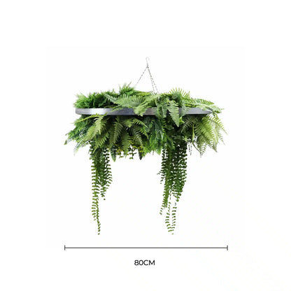 Silver Artificial Hanging Green Wall Disc 80cm UV Resistant Foliage - Image 2