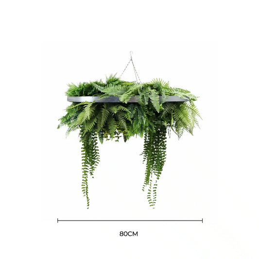Silver Artificial Hanging Green Wall Disc 80cm UV Resistant Foliage - Image 2