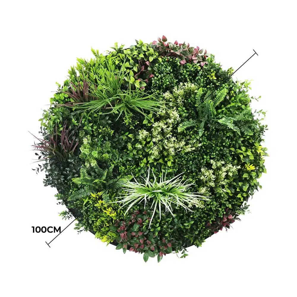 Slimline Artificial Green Wall Disc Art 100cm Colour Fresh UV Resistant (Black) - Image 2