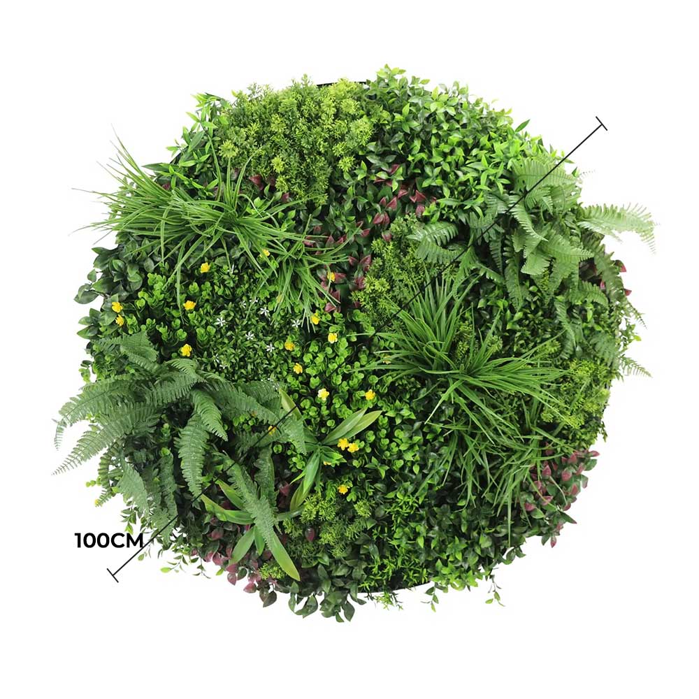 Slimline Artificial Green Wall Disc Art 100cm Country Fern UV Resistant (White) - Image 2